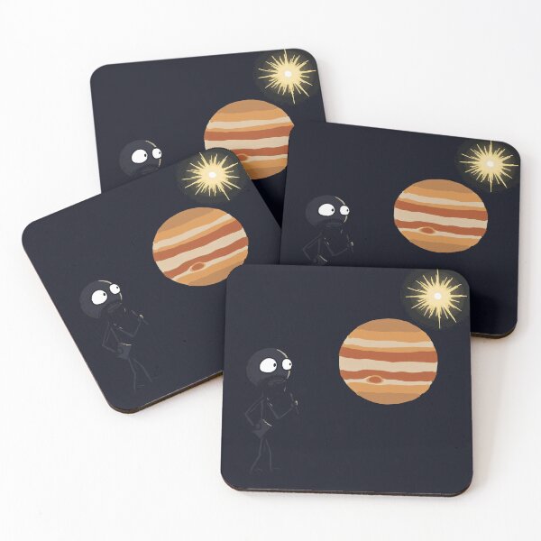 Item preview, Funny Stick Figure Watching Jupiter and the Sun in a Minimal Space Cartoon designed and sold by Hannoreuter11.