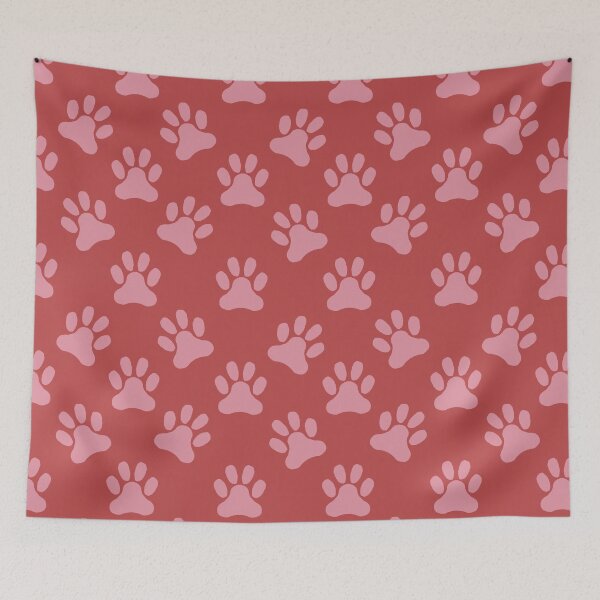 Item preview, Medium Rustic Folk Paw Print Pattern Crimson Blush designed and sold by DColourMuse.