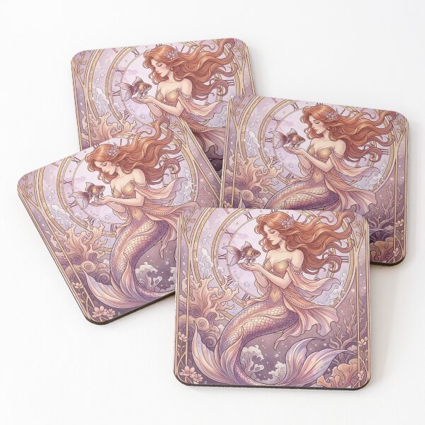 Item preview, Pisces Energy Art Nouveau Mermaid – Celestial Anime Zodiac Fantasy Art Print designed and sold by RSDigitalPrintDesign.