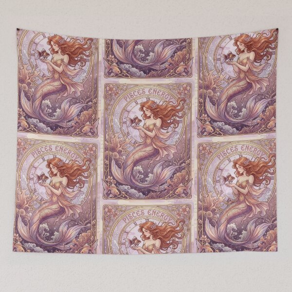 Item preview, Pisces Energy Art Nouveau Mermaid – Celestial Anime Zodiac Fantasy Art Print designed and sold by RSDigitalPrintDesign.