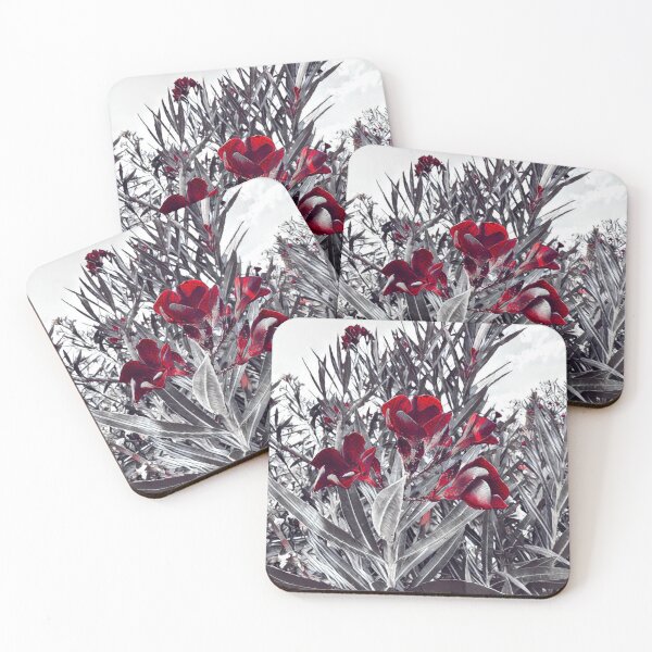 Item preview, Gothic Crimson Red Oleander Monochrome Garden designed and sold by BalkanBloom.