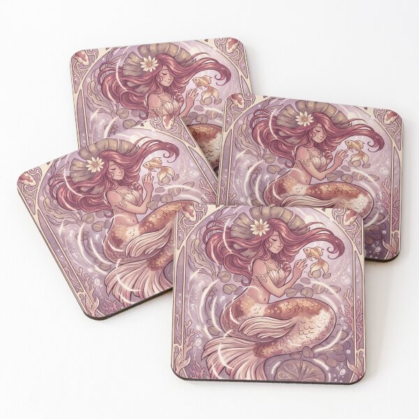 Item preview, Pisces Energy Art Nouveau Mermaid – Celestial Anime Zodiac Fantasy Art Print designed and sold by RSDigitalPrintDesign.