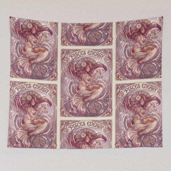 Item preview, Pisces Energy Art Nouveau Mermaid – Celestial Anime Zodiac Fantasy Art Print designed and sold by RSDigitalPrintDesign.