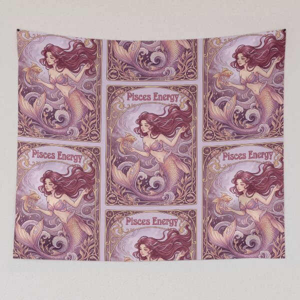 Item preview, Pisces Energy Art Nouveau Mermaid – Celestial Anime Zodiac Fantasy Art Print designed and sold by RSDigitalPrintDesign.
