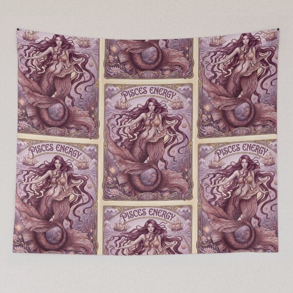 Item preview,  Pisces Energy Art Nouveau Mermaid – Celestial Anime Zodiac Fantasy Art Print designed and sold by RSDigitalPrintDesign.