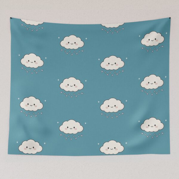 Item preview, Cute Smiling Rain Cloud Raining Hearts Aesthetic designed and sold by Rehnair.