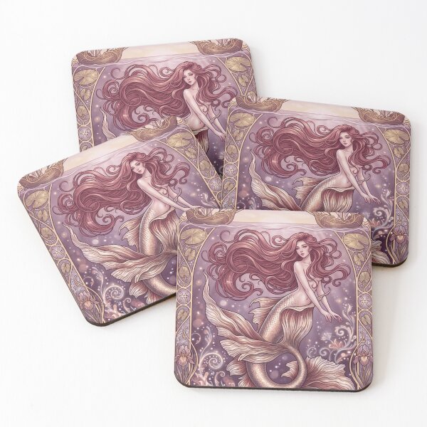 Item preview, Pisces Energy Art Nouveau Mermaid – Celestial Anime Zodiac Fantasy Art Print designed and sold by RSDigitalPrintDesign.