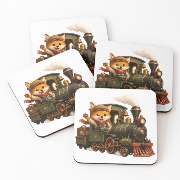Item preview, Cute Fox Driving a Vintage Steam Train Kawaii Sticker designed and sold by NakottaFashion.