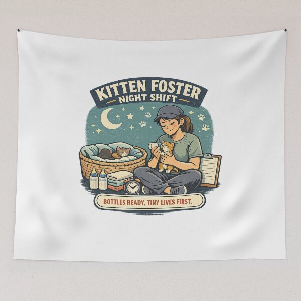 Item preview, Kitten Foster Night Shift – Bottles Ready Tiny Lives First designed and sold by Concrete Coffee Studio.