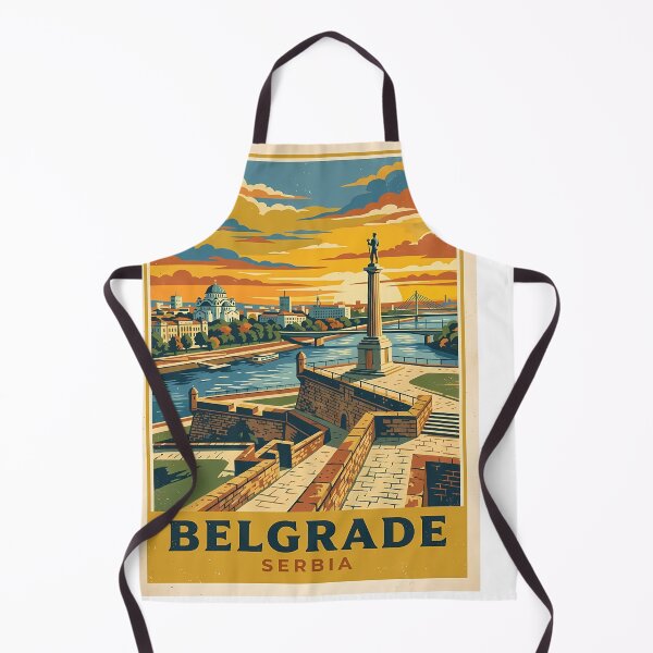 Item preview, Belgrade Serbia Vintage Travel Poster | Retro Fortress Art designed and sold by Ar0undTheW0rld.