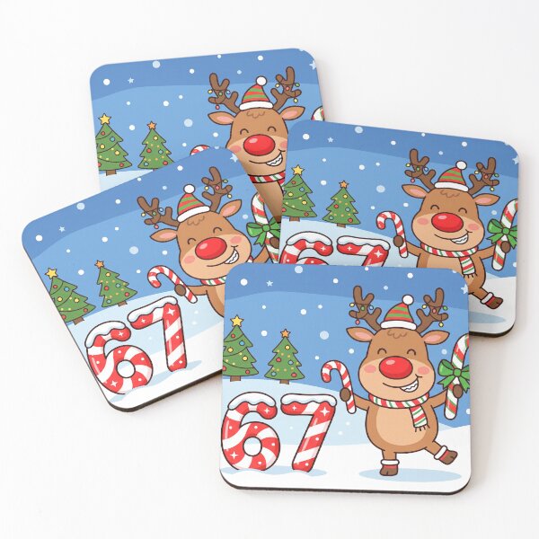 Item preview, funny rudolph the red nosed raindeer christmas candy cane 67 designed and sold by Softie Sticker Studio.