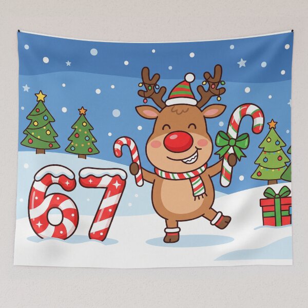 Item preview, funny rudolph the red nosed raindeer christmas candy cane 67 designed and sold by Softie Sticker Studio.