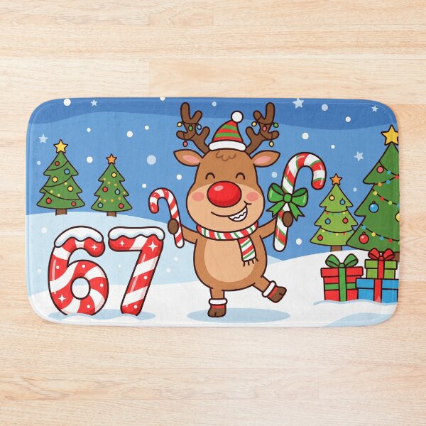 Item preview, funny rudolph the red nosed raindeer christmas candy cane 67 designed and sold by Softie Sticker Studio.