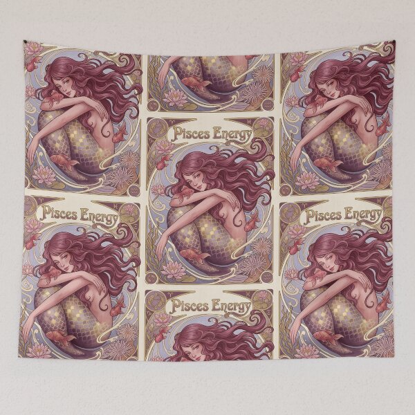 Item preview, Pisces Energy Art Nouveau Mermaid – Celestial Anime Zodiac Fantasy Art Print designed and sold by RSDigitalPrintDesign.