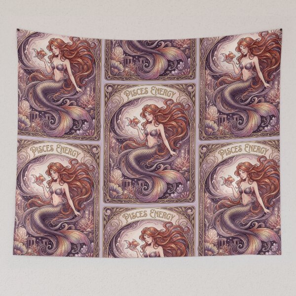 Item preview, Pisces Energy Art Nouveau Mermaid – Celestial Anime Zodiac Fantasy Art Print designed and sold by RSDigitalPrintDesign.