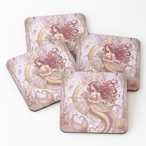 Item preview, Pisces Energy Art Nouveau Mermaid – Celestial Anime Zodiac Fantasy Art Print designed and sold by RSDigitalPrintDesign.