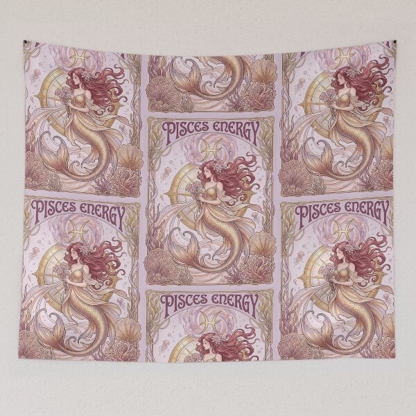 Item preview, Pisces Energy Art Nouveau Mermaid – Celestial Anime Zodiac Fantasy Art Print designed and sold by RSDigitalPrintDesign.