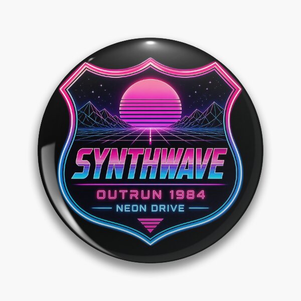 Item preview, Synthwave Outrun 1984 Neon Drive Shield Sign designed and sold by  ZenRave Designs.