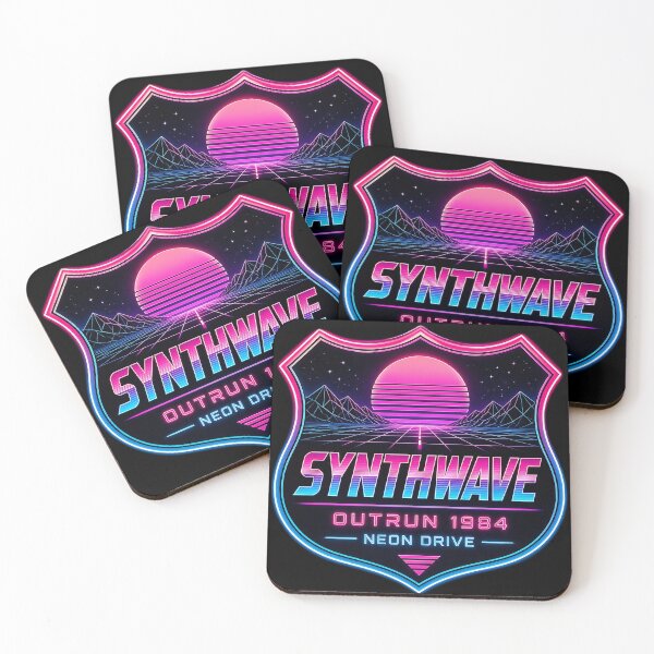 Item preview, Synthwave Outrun 1984 Neon Drive Shield Sign designed and sold by  ZenRave Designs.