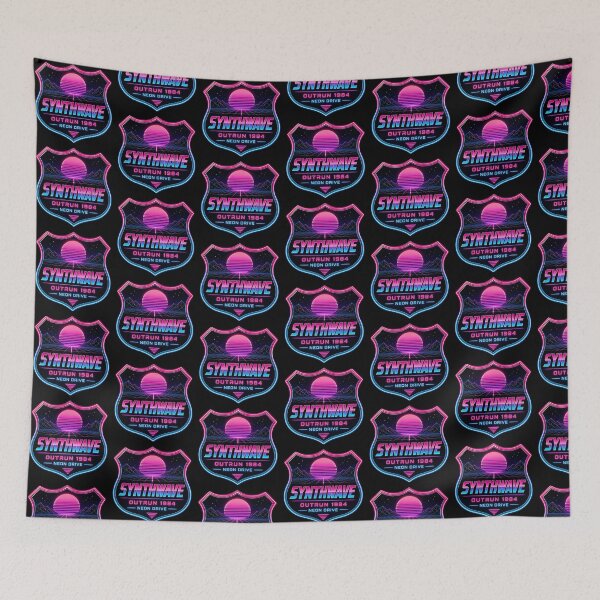 Item preview, Synthwave Outrun 1984 Neon Drive Shield Sign designed and sold by  ZenRave Designs.