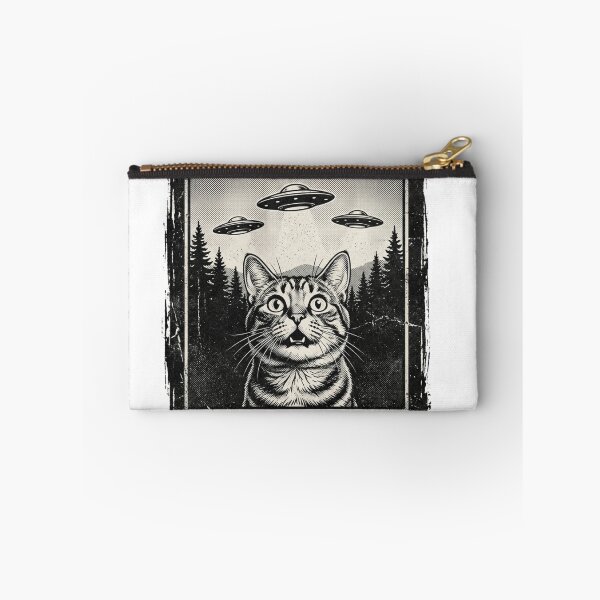 Item preview, Surprised Cat Watching UFOs Vintage Sci-Fi Alien Conspiracy designed and sold by raedattia.