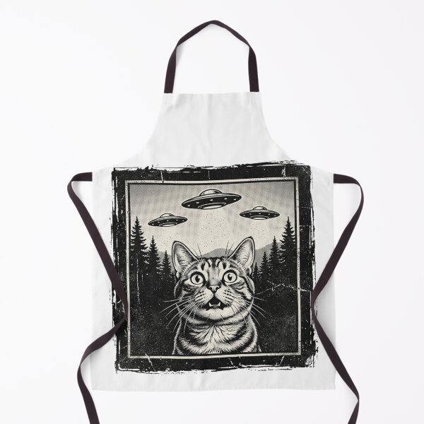 Item preview, Surprised Cat Watching UFOs Vintage Sci-Fi Alien Conspiracy designed and sold by raedattia.