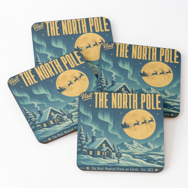 Item preview, Vintage Visit The North Pole Christmas Travel Poster designed and sold by NSB-Design.