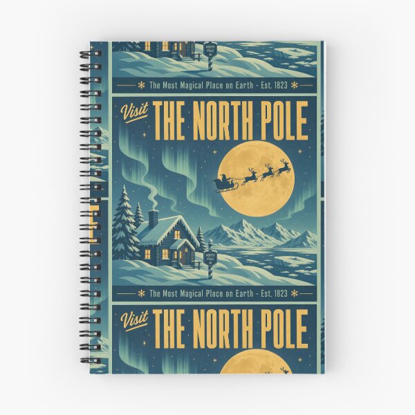 Item preview, Vintage Visit The North Pole Christmas Travel Poster designed and sold by NSB-Design.