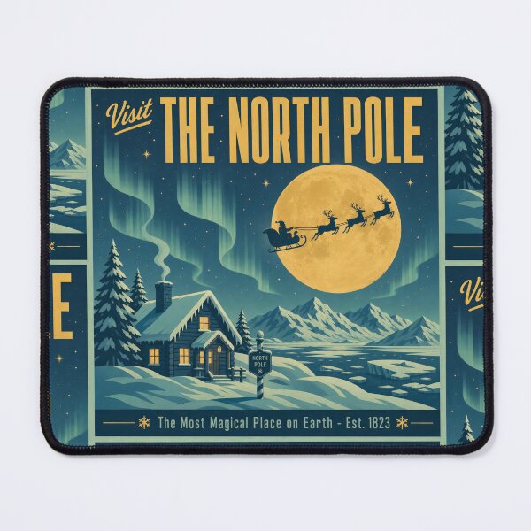 Item preview, Vintage Visit The North Pole Christmas Travel Poster designed and sold by NSB-Design.