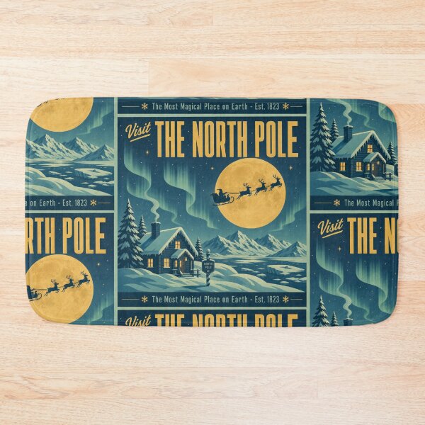 Item preview, Vintage Visit The North Pole Christmas Travel Poster designed and sold by NSB-Design.