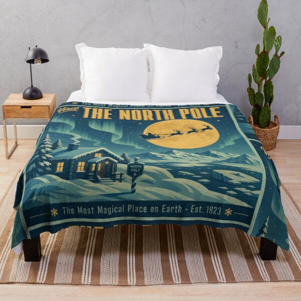 Item preview, Vintage Visit The North Pole Christmas Travel Poster designed and sold by NSB-Design.