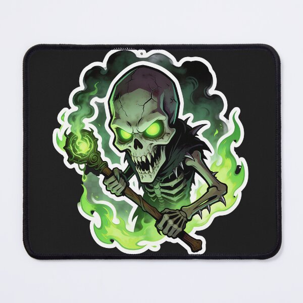 Item preview, Creepy Green Flame Skeleton Wizard Halloween Sticker designed and sold by OksArtStudio.