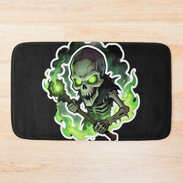 Item preview, Creepy Green Flame Skeleton Wizard Halloween Sticker designed and sold by OksArtStudio.