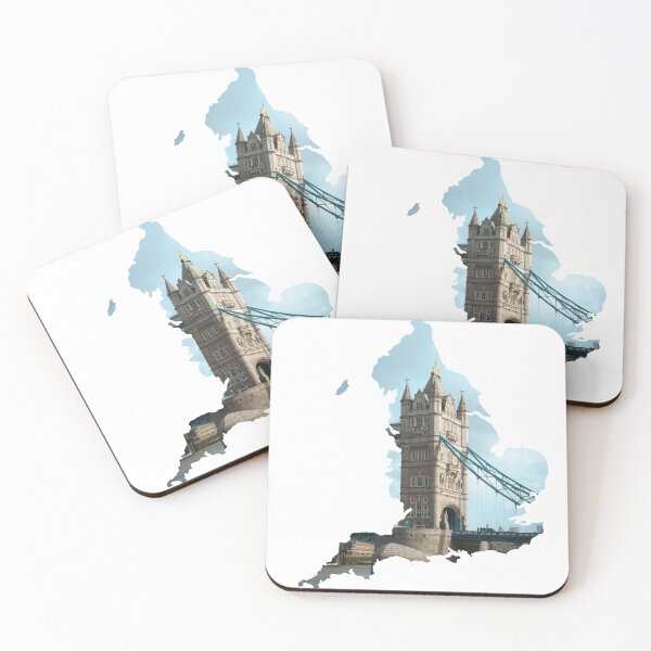 Artikelvorschau, Tower Bridge London Skyline England Karte Silhouette entworfen und verkauft von Maroan93.