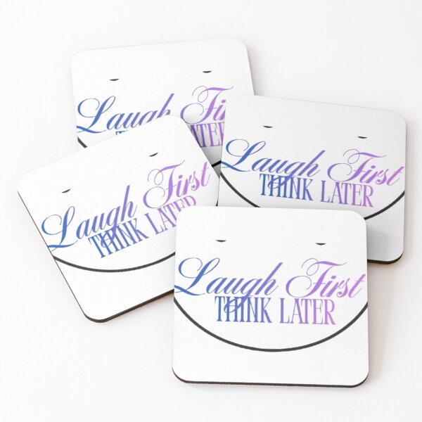 Item preview, Laugh First Think Later – Smiley Face Minimal Quote T‑Shirt Design designed and sold by EdgeSphere.