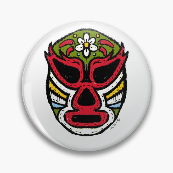 Item preview, La Flor De Fuego – The Fire Flower – Lucha Mask No. 08 | Original Graphic Folk Art by GWART designed and sold by GWARTGB.