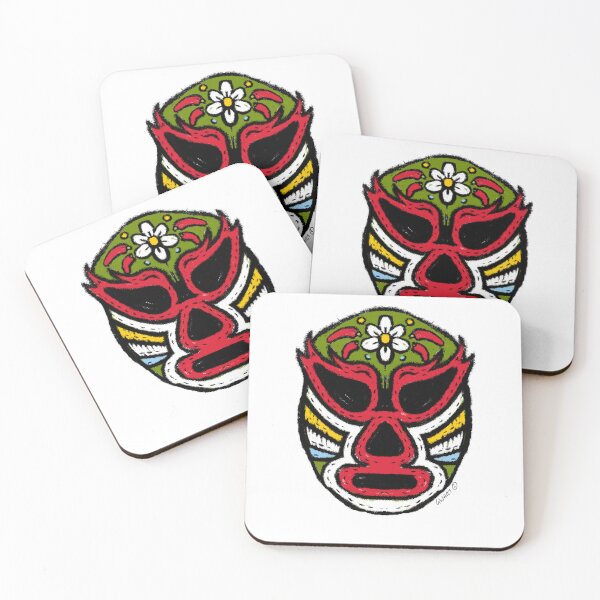 Item preview, La Flor De Fuego – The Fire Flower – Lucha Mask No. 08 | Original Graphic Folk Art by GWART designed and sold by GWARTGB.