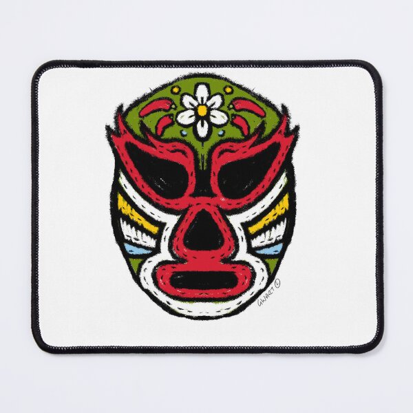 Item preview, La Flor De Fuego – The Fire Flower – Lucha Mask No. 08 | Original Graphic Folk Art by GWART designed and sold by GWARTGB.