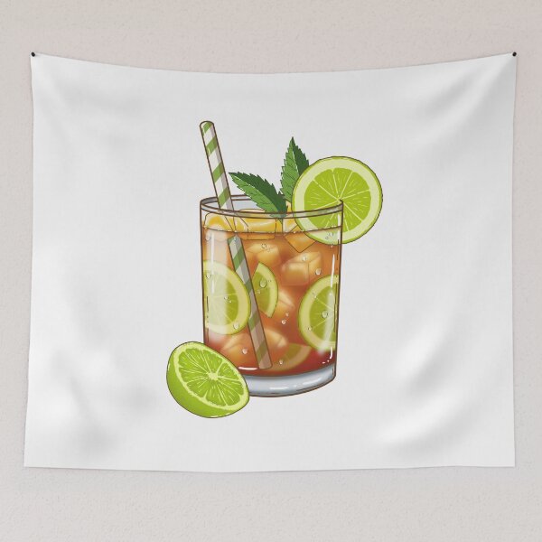 Item preview, Mint and Lime Iced  Tea Summer Drink Illustration  designed and sold by Hello-Cuties.