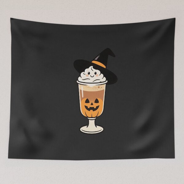 Item preview, Cute Halloween Pumpkin Latte with Witch Hat Kawaii Sticke designed and sold by OksArtStudio.