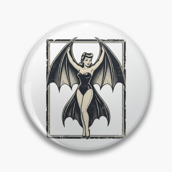 Item preview, Vintage Vampire Bat Pin Up Girl Gothic Retro Horror designed and sold by raedattia.
