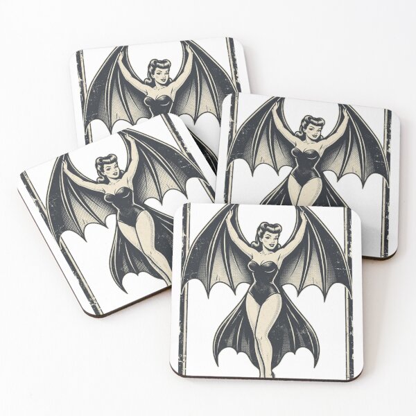 Item preview, Vintage Vampire Bat Pin Up Girl Gothic Retro Horror designed and sold by raedattia.