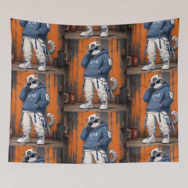 Item preview, Grey Cat Next Gen Streetwear Urban Hoodie Cat designed and sold by Mindworx21.
