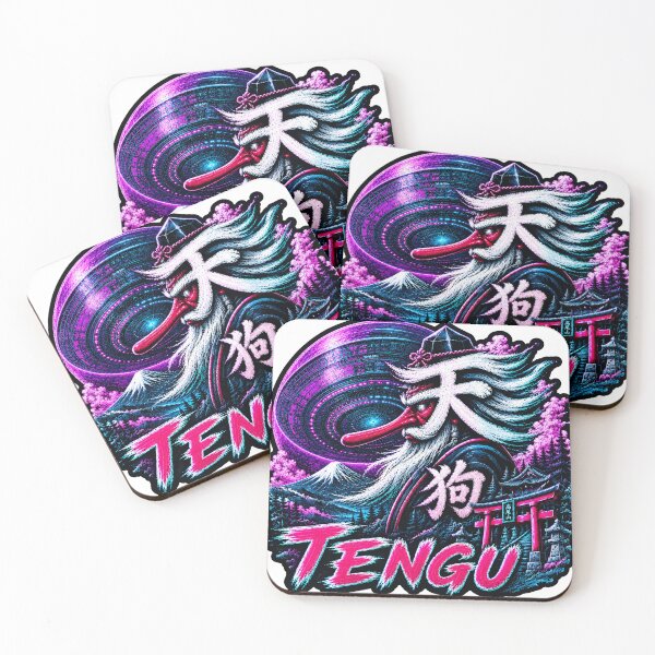 Item preview, Cyber Neon Tengu Kanji Art - Japanese UFO Yokai  Design designed and sold by Handcan.