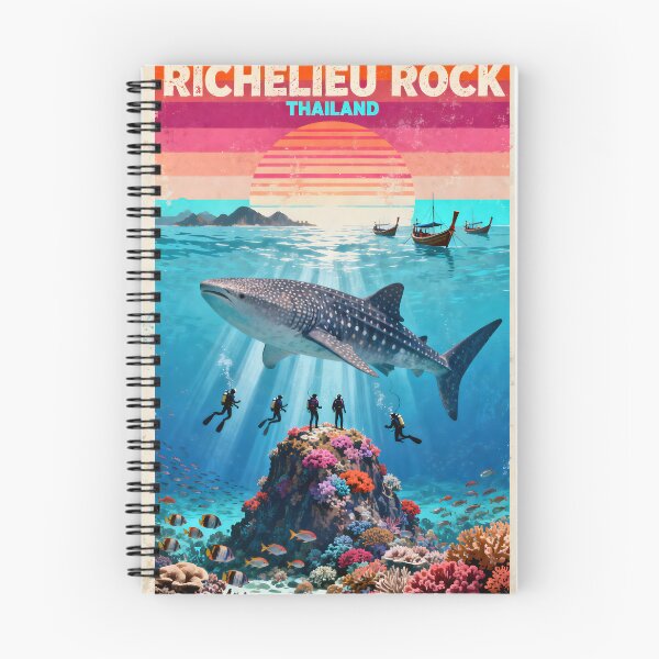 Item preview, Richelieu Rock Whale Shark Kingdom Vintage Travel Poster – Surin Islands Thailand designed and sold by Spirit of Siam.