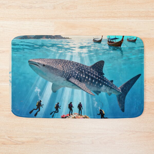 Item preview, Richelieu Rock Whale Shark Kingdom Vintage Travel Poster – Surin Islands Thailand designed and sold by Spirit of Siam.