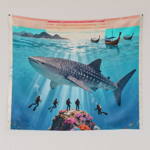 Item preview, Richelieu Rock Whale Shark Kingdom Vintage Travel Poster – Surin Islands Thailand designed and sold by Spirit of Siam.