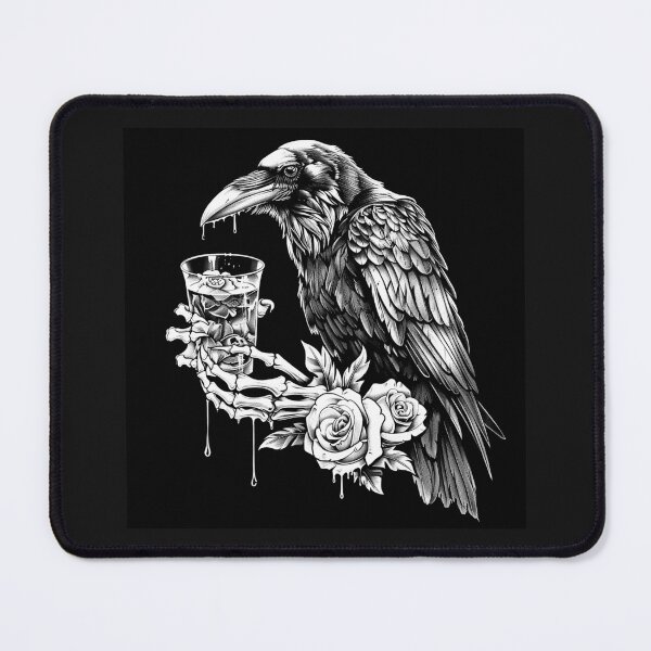 Item preview, Gothic Raven with Skeleton Hand, Roses and Whiskey Glass designed and sold by inkoutninja.