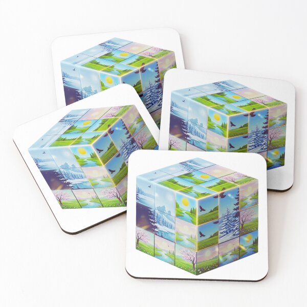 Item preview, Paisaje de cubos naturales estacionales designed and sold by GabeMountainArt.