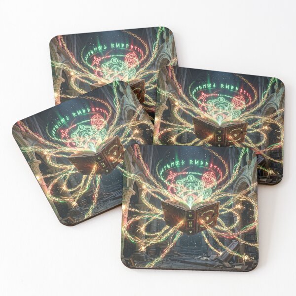 Item preview, Floating Magical Grimoire Cosmic Runic Holograms Fantasy Art designed and sold by TheRichGallery.